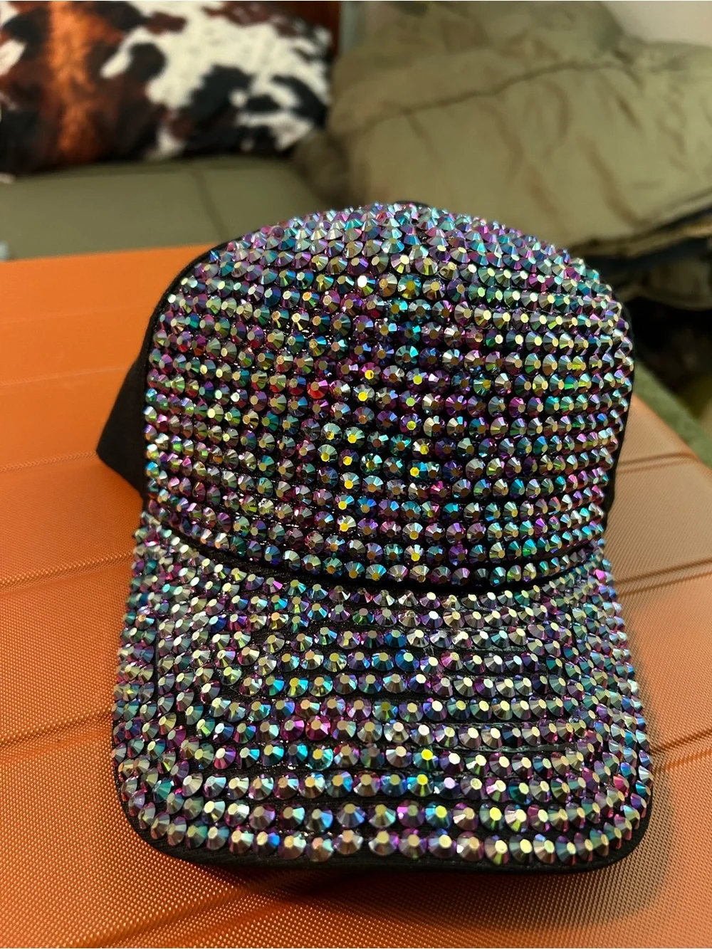 Iridescent Crystal Embellished Baseball Cap